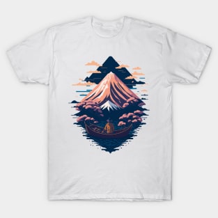 Serene Mount Fuji Sunset Peaceful River Scenery T-Shirt